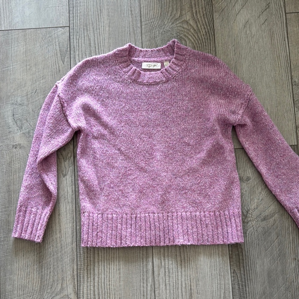 RD Style Pink Crew Neck Sweater with Relaxed Fit